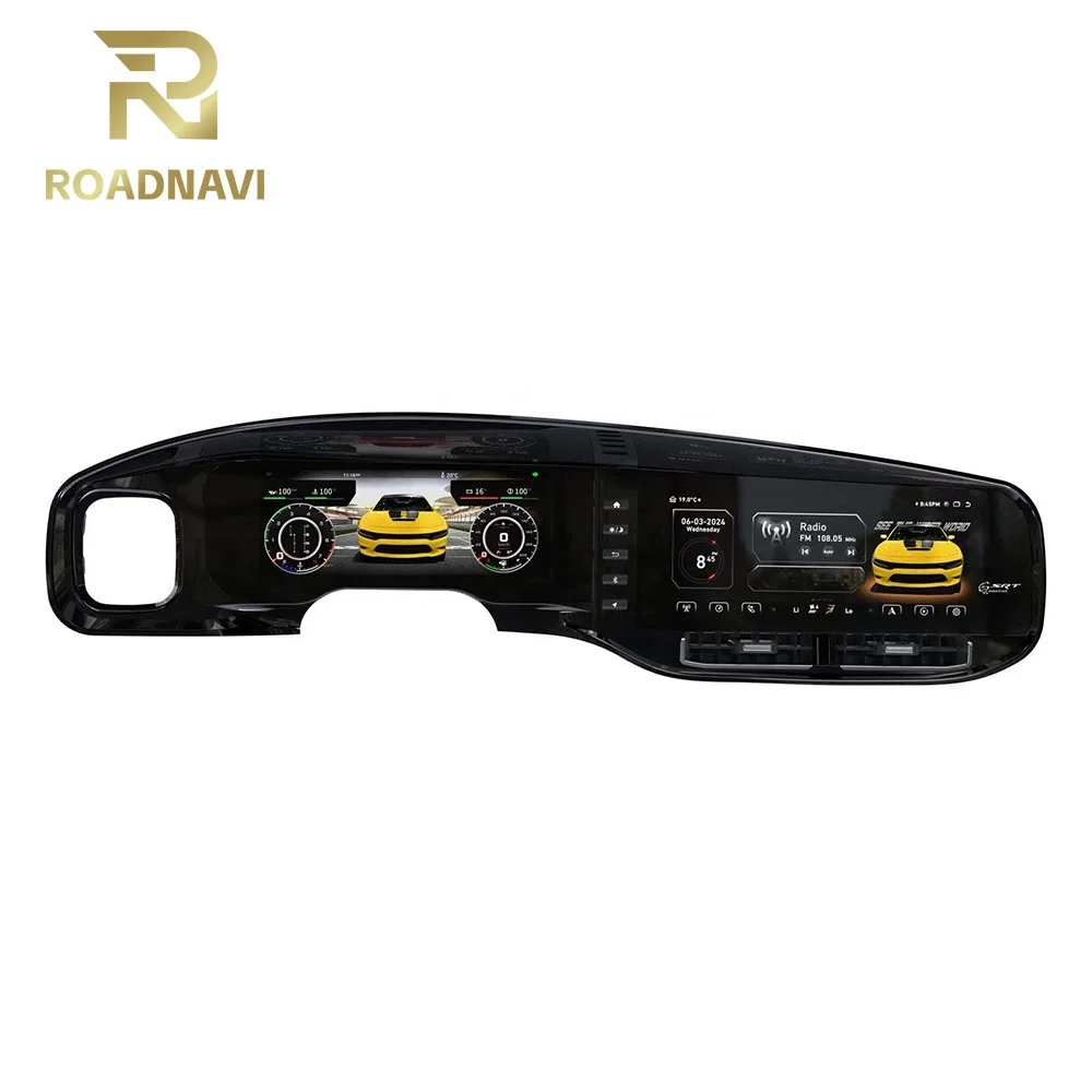 Roadnavi 24" Dual Screen Android Car Radio Digital Cluster For Dodge Charger 2011-2019 Auto