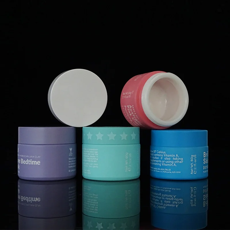 Custom Logo 2oz 60ml Pink Green Glass Jars Matte 15ml 20ml 50ml 100ml Cosmetic Cream Container For Cosmetics With Round Lid