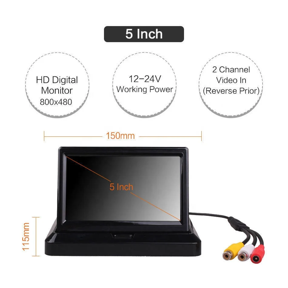 IPoster 5" Touch Screen Foldable Car Rear View Monitor for 12V Car