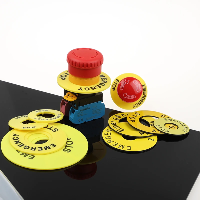 Étiquette Arrêt D’Urgence Ronde 90 Mm – Signalétique Industrielle Rouge