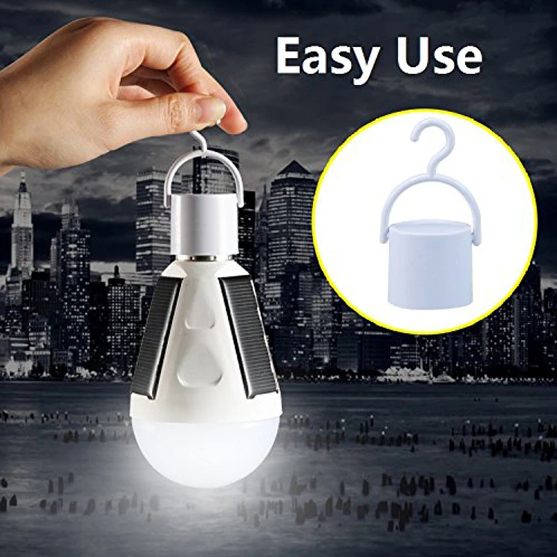 Solar LED Bulb Portable E27 Rechargeable LED Solar Lamp 7W 12W 85V-265V White Light for Camping Hiking Emergency Hurricanes
