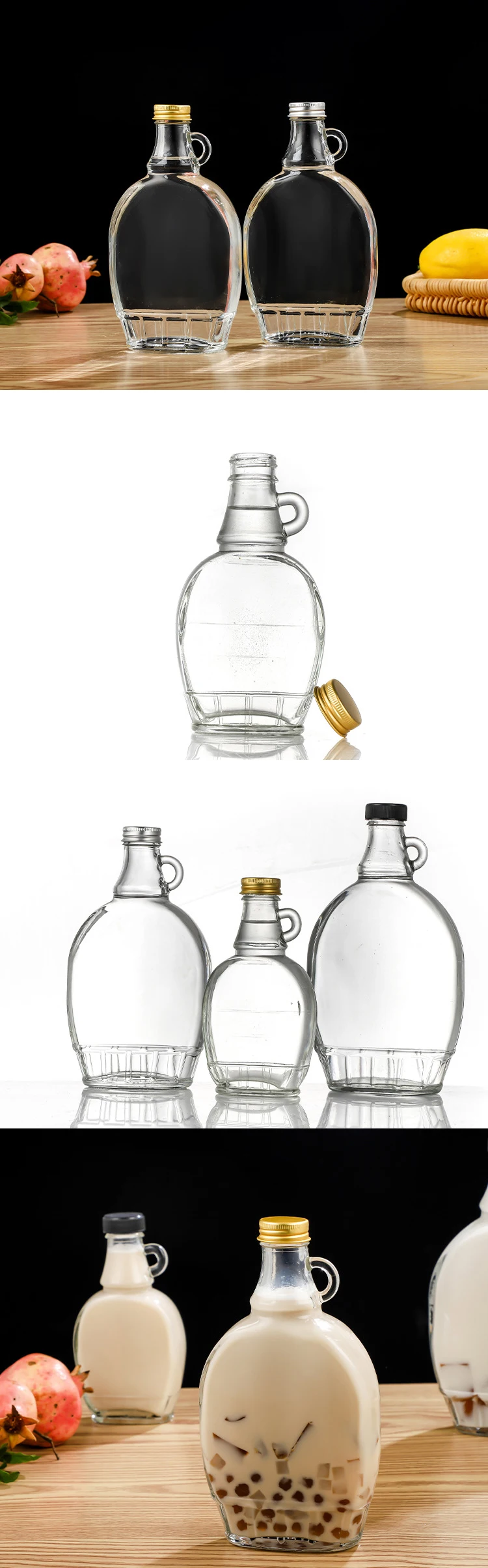 Refill Glass Drinking Bottle With Screw Lids For Wine Vodka Beverage