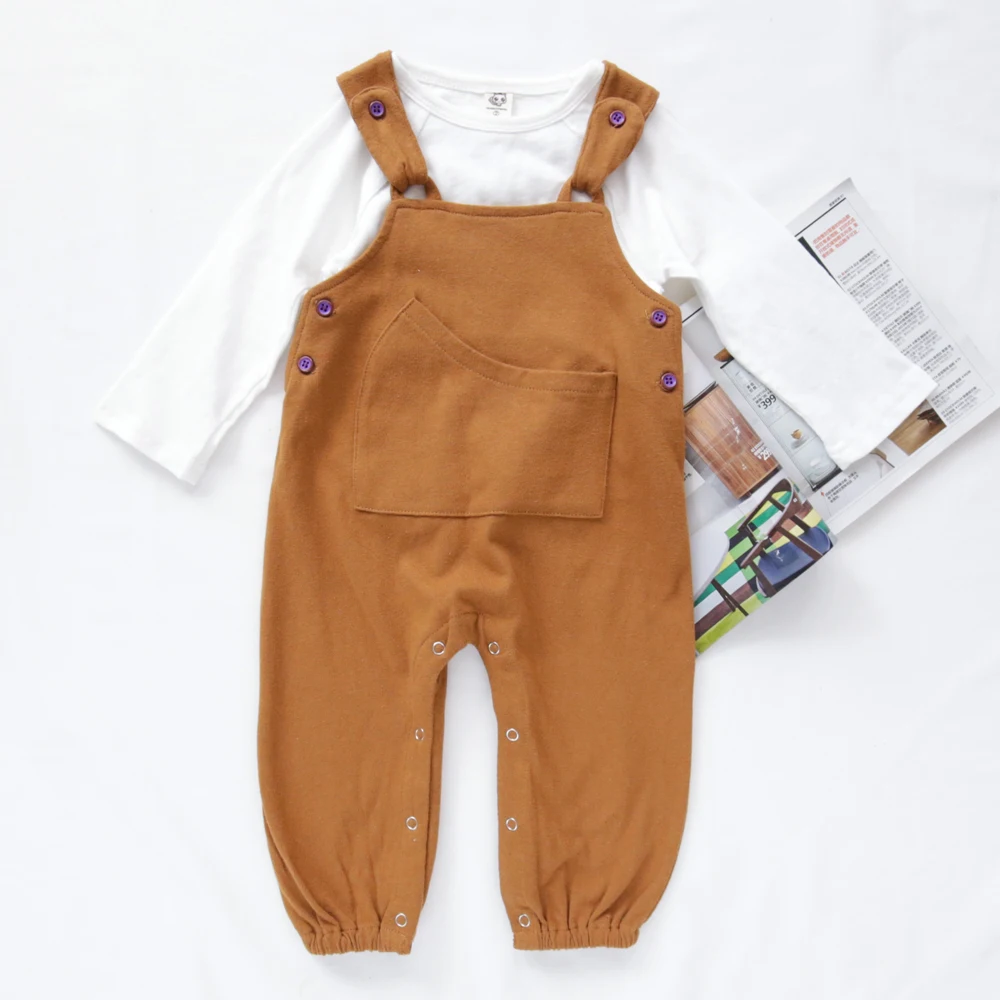 Оптовая продажа детские комбинезоны хлопковые повседневные штаны детская одежда с перекрестной спиной для младенцев Комбинезоны маленьких девочек и мальчиков