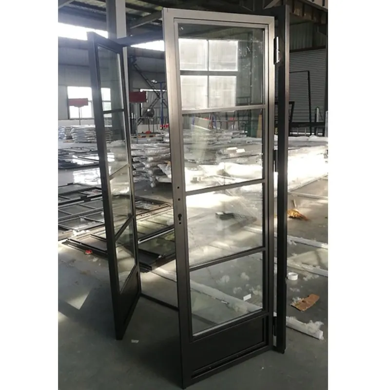 Modern Thin Profile Wrought Iron French Door Cheap Steel Window Grill Design