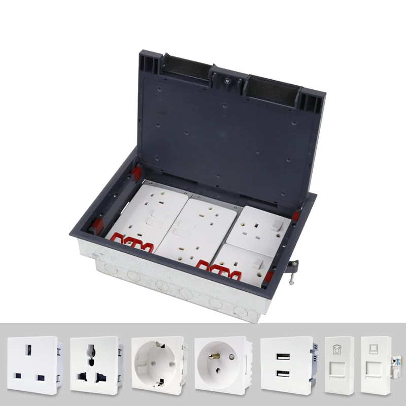 3 Compartments Raised Floor Socket Outlet  Service Floor Box