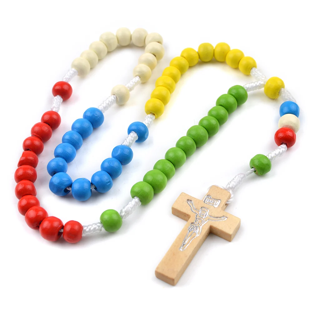 Kit rosario semicristallo Sacra Famiglia bianco/rosso con magnete