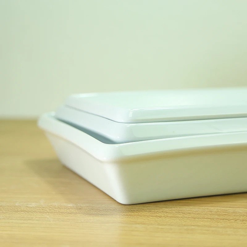Wholesale Royal Steak Pasta Porcelain Ceramic Food White Flat Rectangle Deep Plate