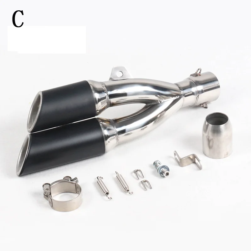Motorcycle Exhaust Pipe Muffler Stainless Steel Black Double Hole New for Kawasaki Ninja 300 ER6N Aprilia RSV4 Sportster AK236