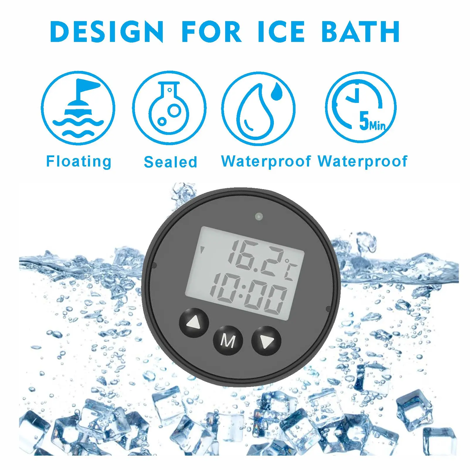 Unique Ice Bath Waterproof Plunge Thermometer Ice Bath Water Digital Quality Floating Bath Thermometer and Timer for Adults