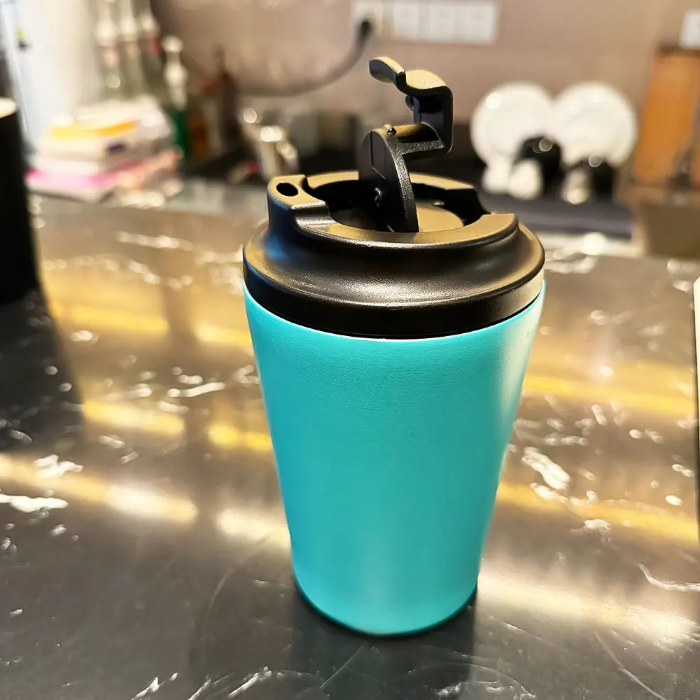 Available Now Resistant Non Slip Silicone Grip Travel Mug 350ml Vacuum Heated Coffee Cup with Leakproof Lid