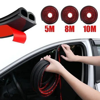 D-Shape Car Door Seal Strips Auto Rubber Seals Weatherstrip 3M 5M Self Adhesive Dustproof Automobiles Interior Accessories