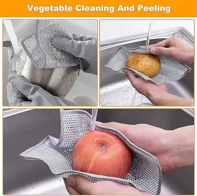 Reusable Wire Miracle Cleaning Cloths Powerful Cleaning Non-Scratch Wire Dishcloth Rag for Cookware, Sinks, Dishes, Stove Tops