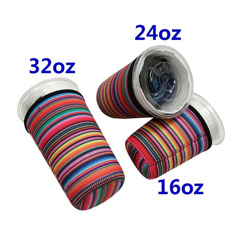 
Новый продукт RTS сублимационный 16oz 24oz 32oz неопреновый дорожный охлаждающий держатель для кофейной чашки 
