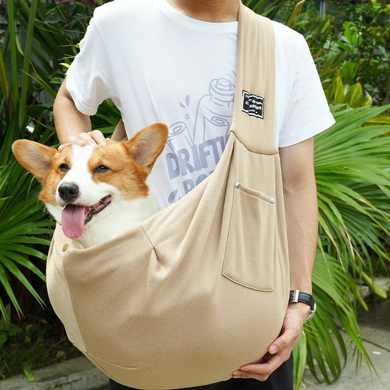 product new arrival polyester reversible front facing adjustable with phone bag breathable mesh drawstring pet sling carrier-55