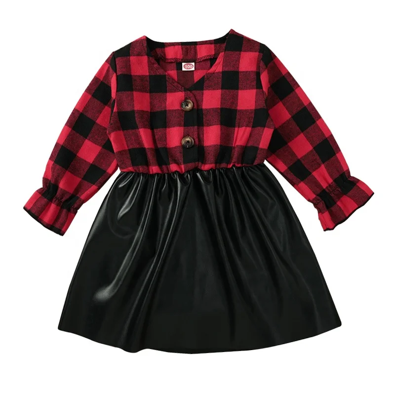 Vestido De Falda De Cuero Negro Y Cuadros Rojos Para Niñas,Ropa De Princesa  Para Niñas De 7 A 8 Años - Buy Niños De Algodón Vestido De Princesa,2 Años  Vestido De Niña,Niñas