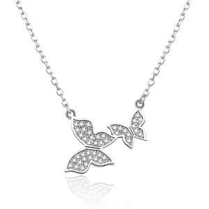 POLIVA Women's Beautiful 925 Sterling Silver Necklace Aaa Cubic Zirconia Latest Design Fashionable Butterfly Heart Shape Diamond