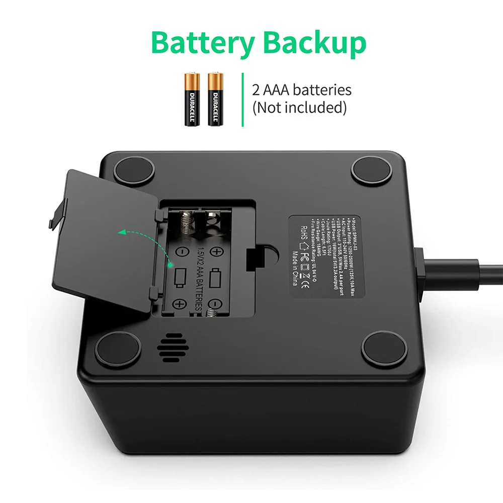 Светильник для пробуждения 3 Usb-порта 2 розетки переменного тока 6 футов шнур питания стабилизатор напряжения удлинитель зарядная станция кубический светодиодный цифровой