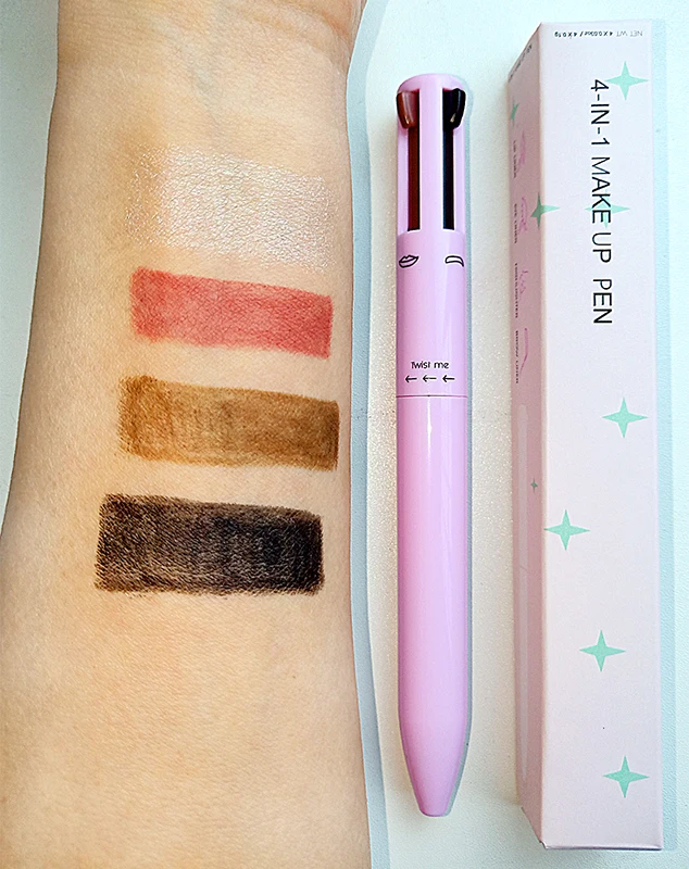 Private Label Customize Four Colors 4 Filler Highlighter Lipliner Eyeliner Eyebrow Pencil  4 Colors Makeup Pen 4IN1