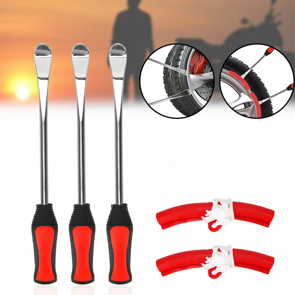 Abizarch 13-Piece Motorcycle Tire Repair Tool Set - Spoons, Levers, Valve Cores & Bag