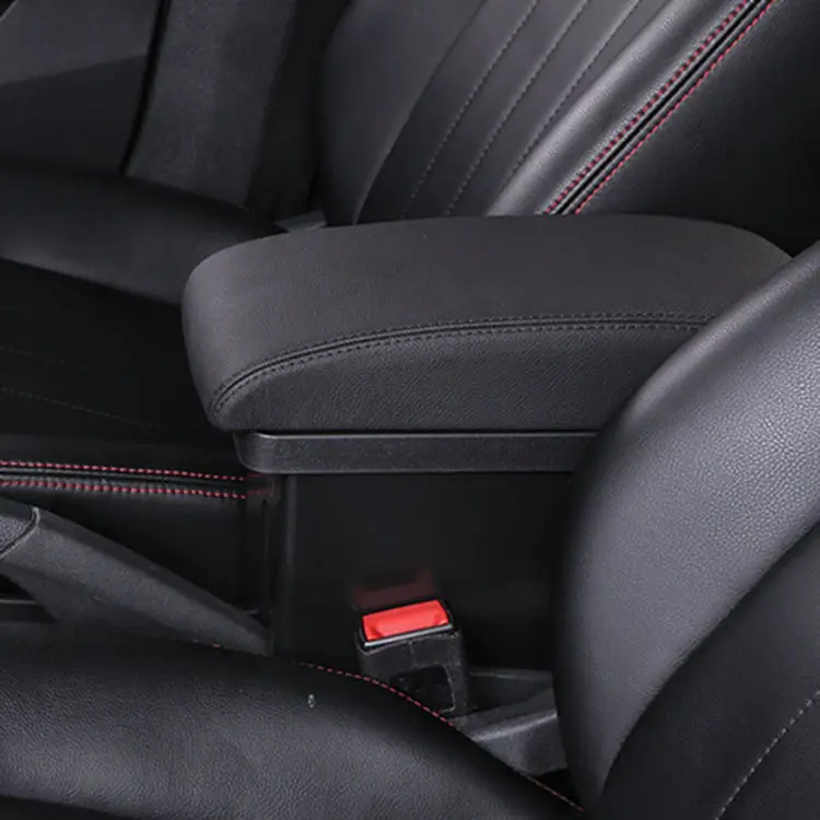 product car armrest center console armrest pad waterproof faux leather armrest seat box cover black-5