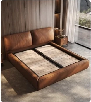 Simple Modern Elephant Ears Double Bed with Reclining Feature Light Luxury Storage Soft Package for Master Bedroom for Weddings