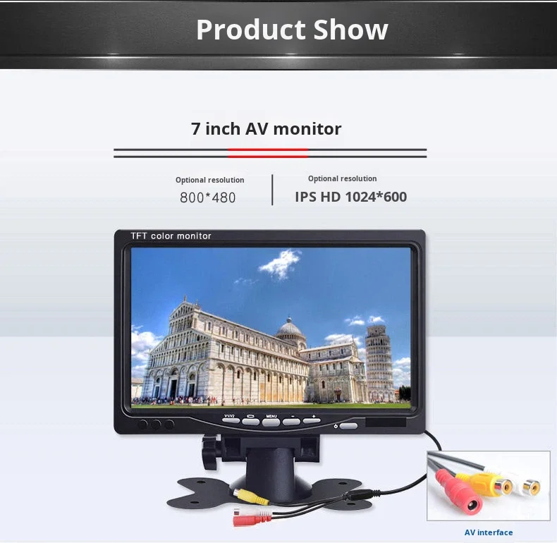 7 Inch Industrial Monitor Wall Mounted IPS Display Screen VGA AV TFT Plastic Small LCD Display Mini Monitor