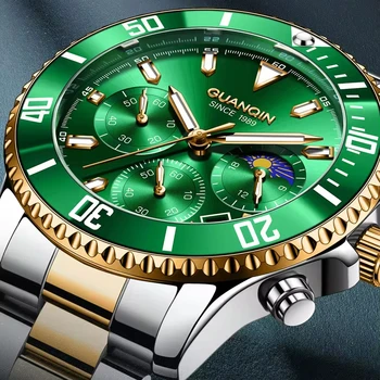 GUANQIN Mens Watches Top Brand Luxury Watch For Men Quartz Chronograph Mens Wristwatch Clock Waterproof Sports Reloj Hombre 2024