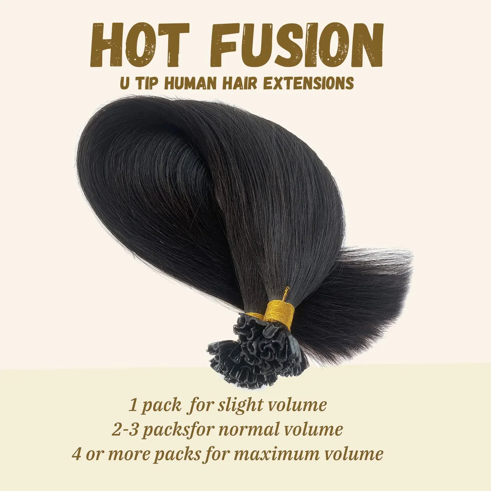 U Tip Human Hair Extensions Virgin Pre Bonded Straight Remy Hair 16-26inch_voghion.com