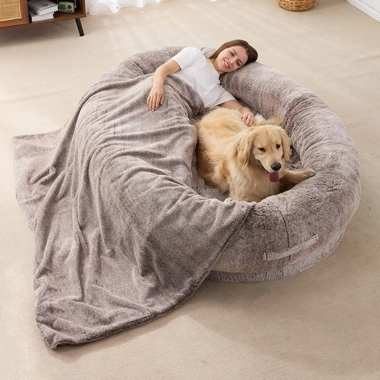 Large Human Dog Size Bed Luxury Washable Sofa Giant Dog Bed Memory Foam ...