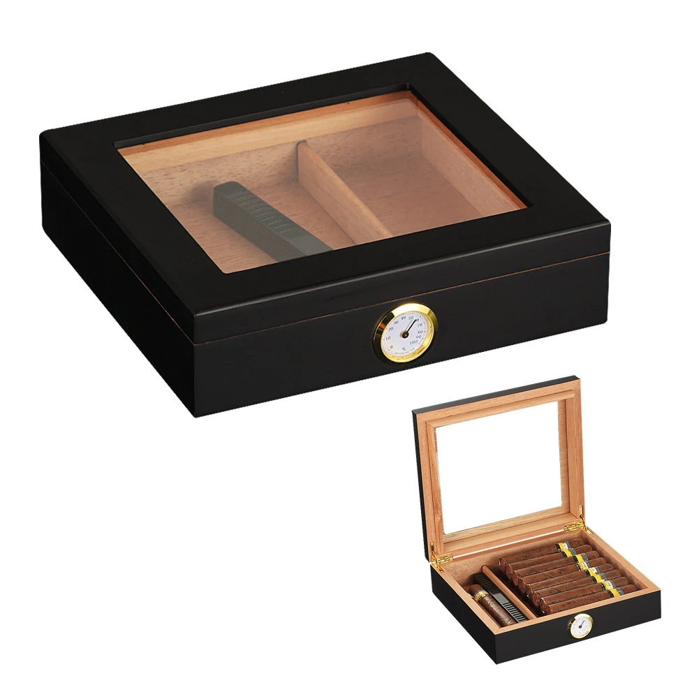 20-25 Cigars Cedar Wood Cigar Desktop Humidor With Hygrometer Humidifier Holds ！ 