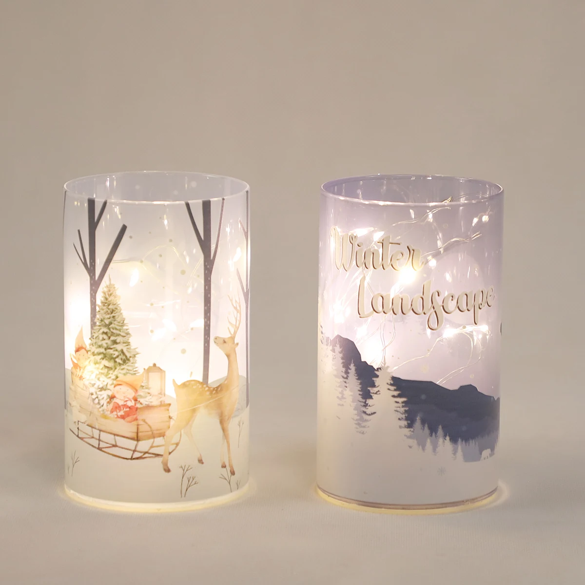 Wholesale led decorative glass christmas pillar cylinder hurricane lantern design lights decorations lanterns for home decor