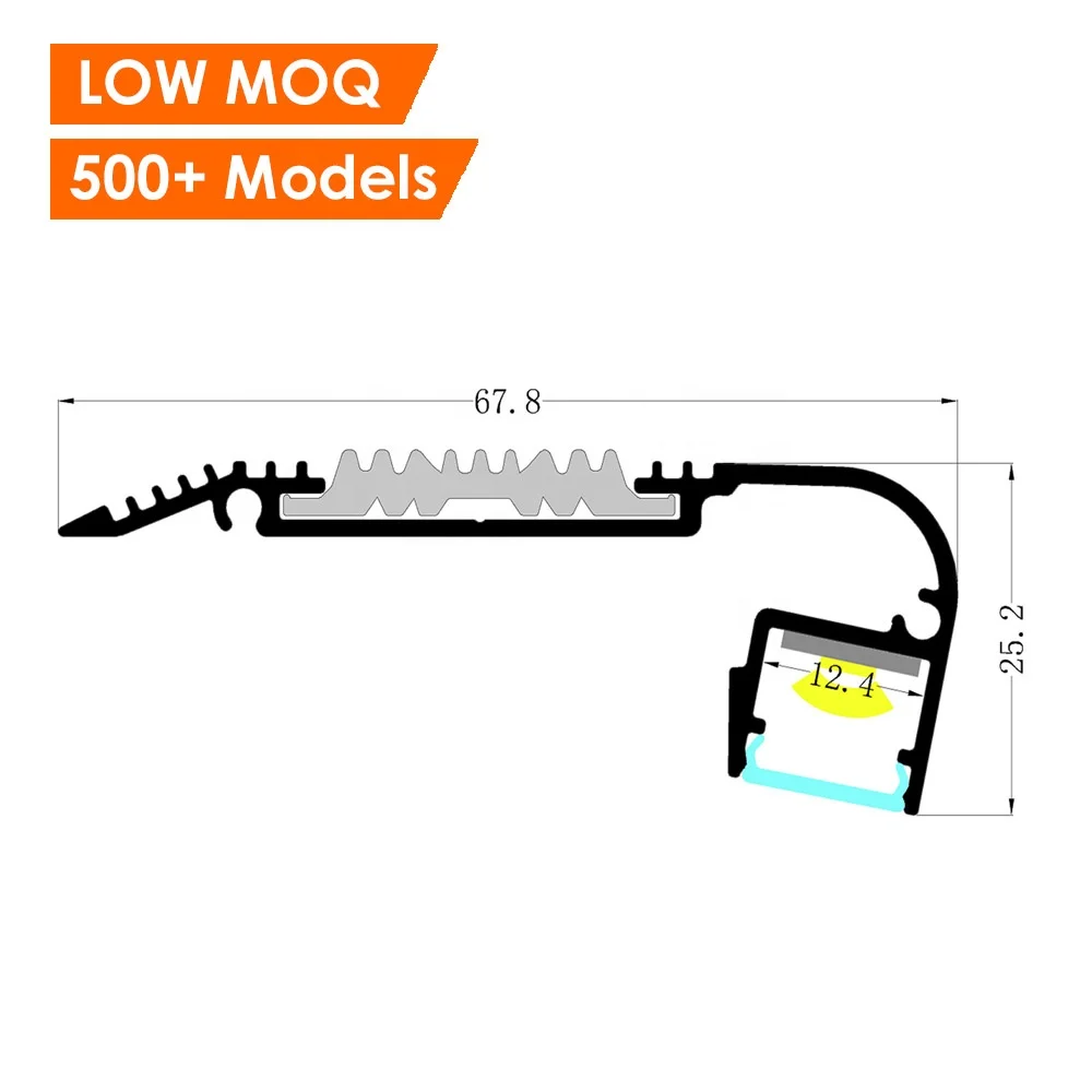 Step Nosing Light Stairs LED Profile Surface Mounted Staircase Aluminum LED Profile for Stairs Lighting