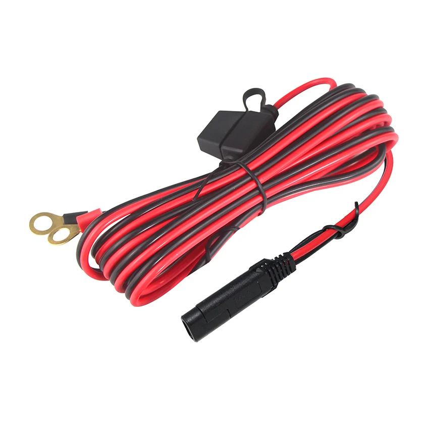 12AWG SAE to O Ring Terminal Harness Wire 15A Fuse Eyelet PVC Insulation for Motorcycle Home Appliance Extension Charge Cords