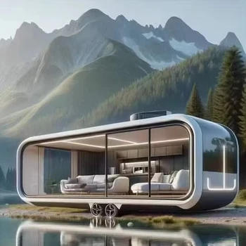 2024 Guangdong Application Steel Frame Space Capsule Fast Constructed Houseboat Greenhouses Exterior Sandwich Prefab Houses