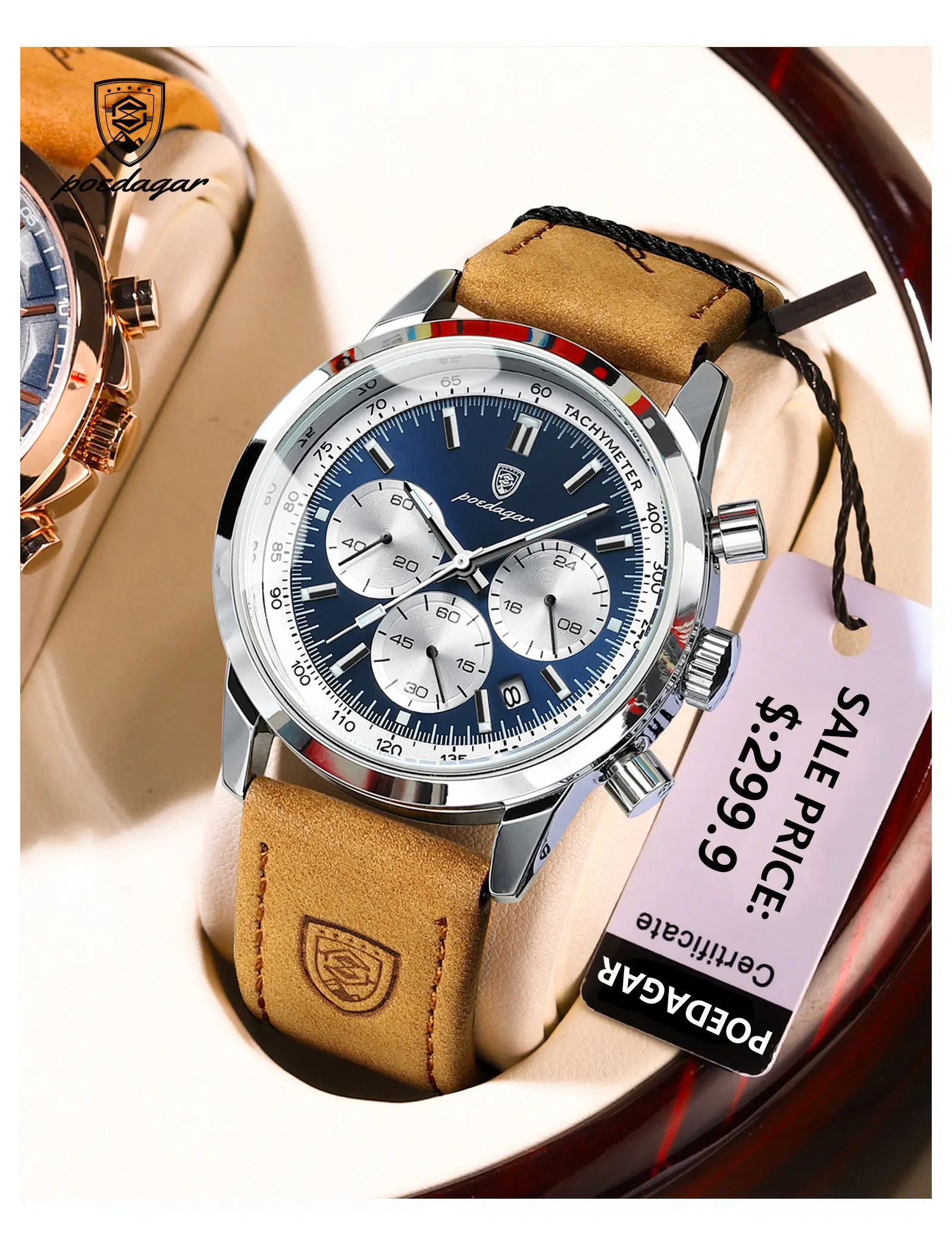Poedagar Luxury Leather Reloj Waterproof Luminous Watch