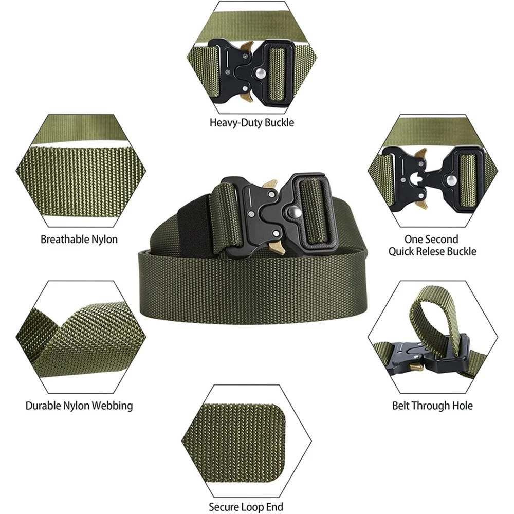 Sports Training Training Wear-resistant Men's Tactical Belt Heavy Duty Webbing Belts Adjustable Style Nylon Belts