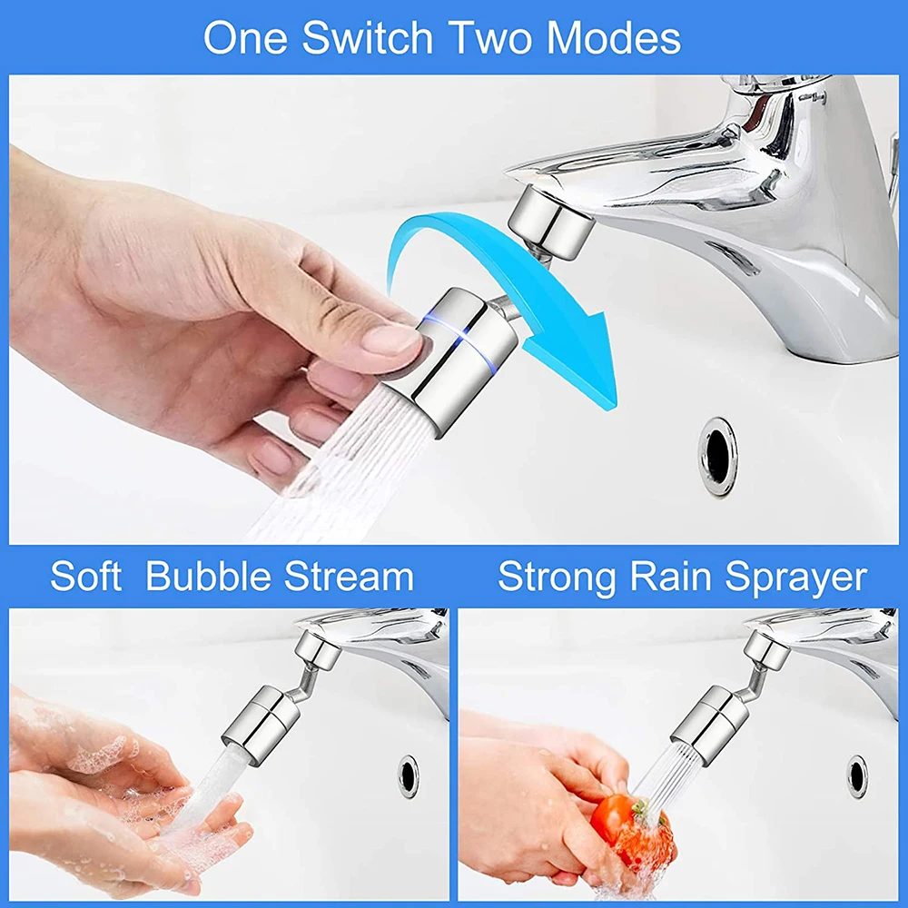 Universal Splash Filter Faucet 720 Degree Rotatable Spray Head Wash