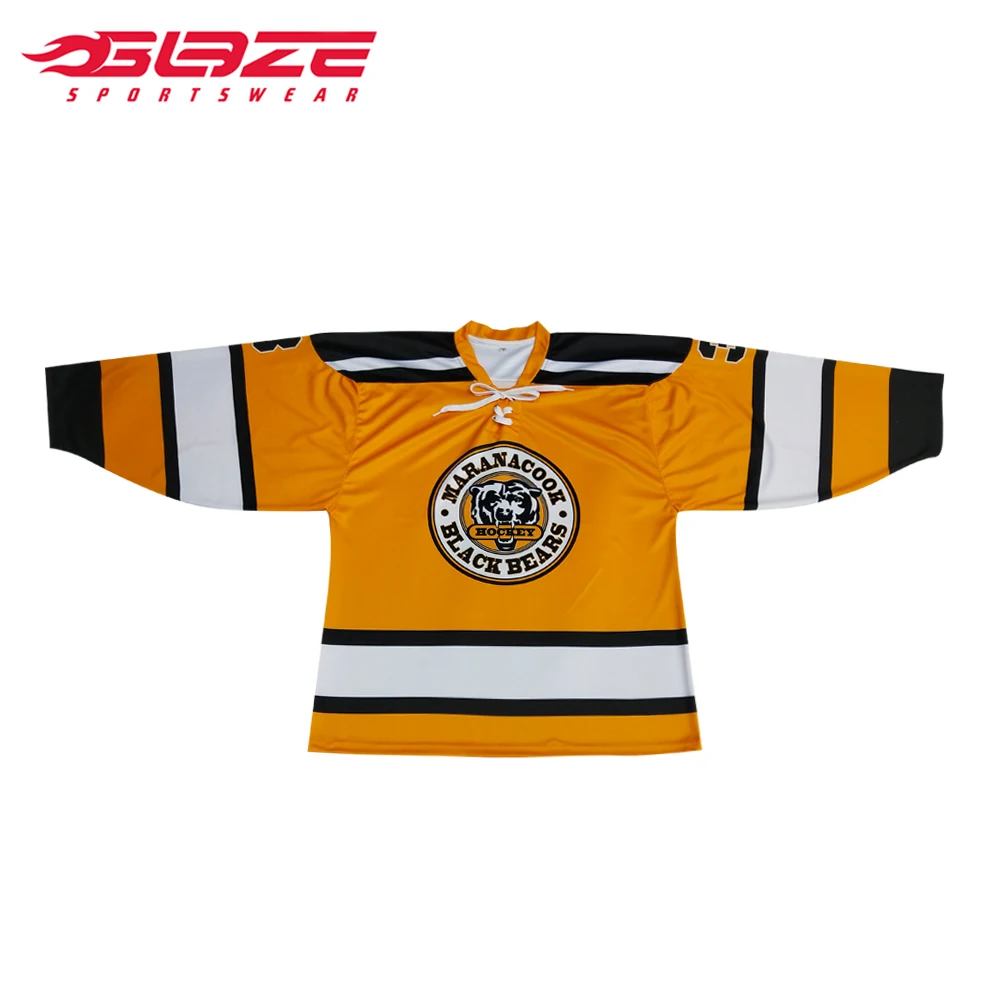 Негабаритная Международная сублимированная командная желтая смешная хоккейная Майка