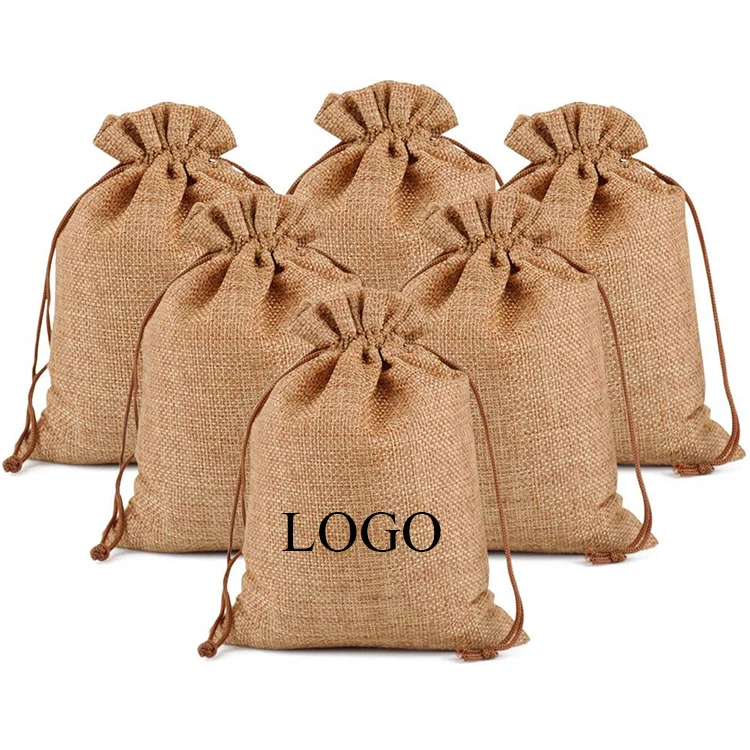 natural burlap bags jute drawstring sack small wedding favor