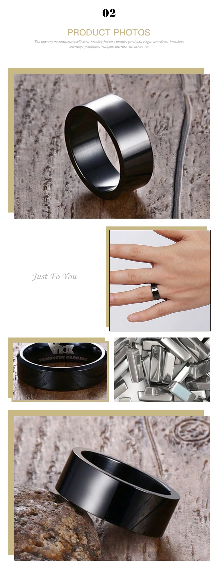 Hot Selling Wholesale Titanium steel plating 18K gold/black couple rings for men and women CR-005