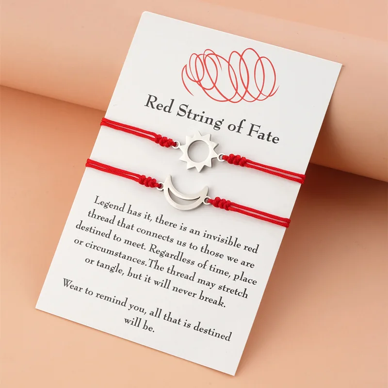 2pcs/set Moon Sun Red String of Fate Bracelet for Protection