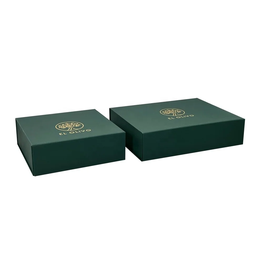 Luxury Green Flap Lid Packaging Rigid Cardboard Custom Folding Boxes Magnetic Closure Gift Box