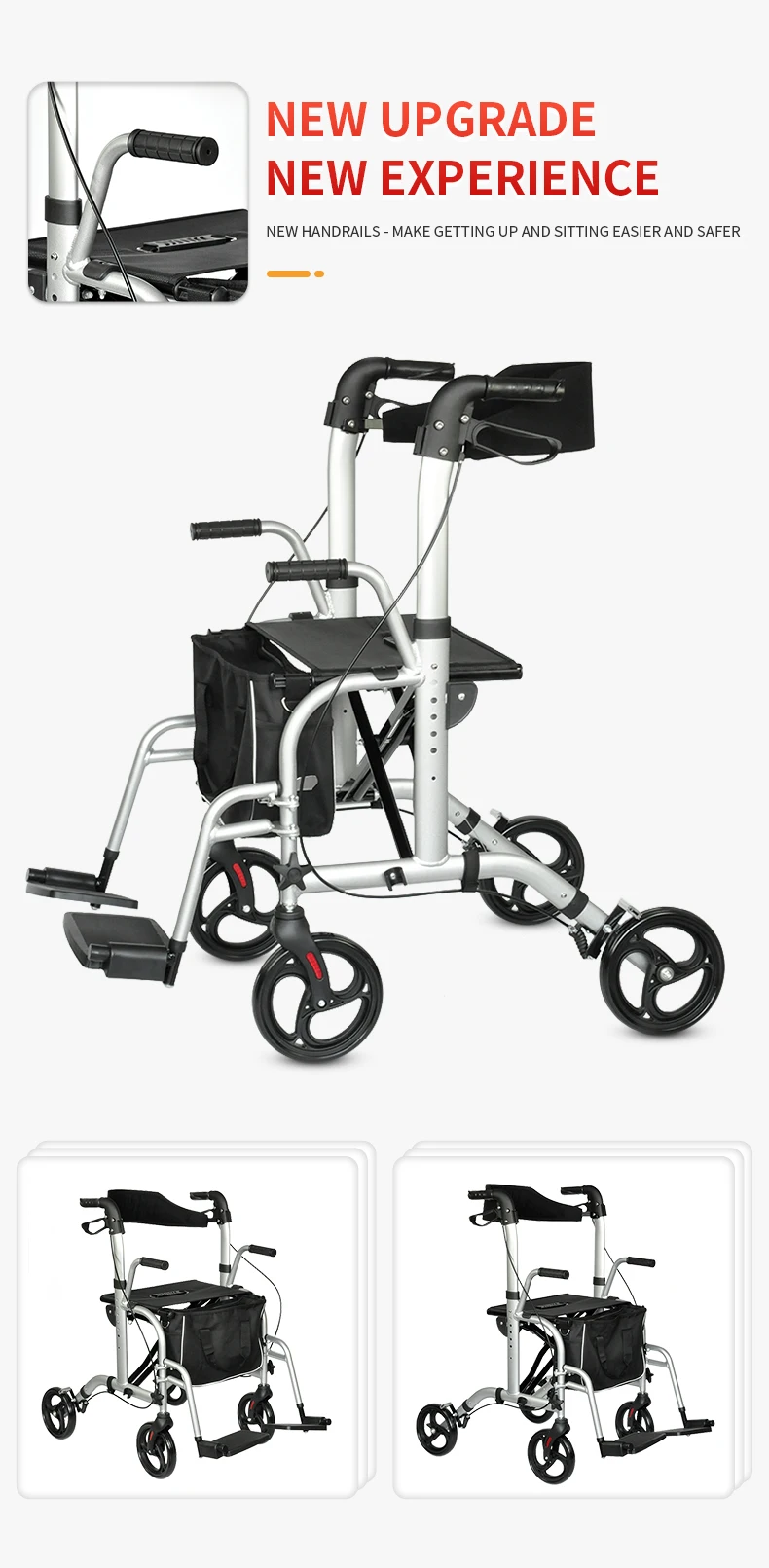 Bq1001a Portable Aluminum Lightweight Wheelchairs Walker Rollator Use
