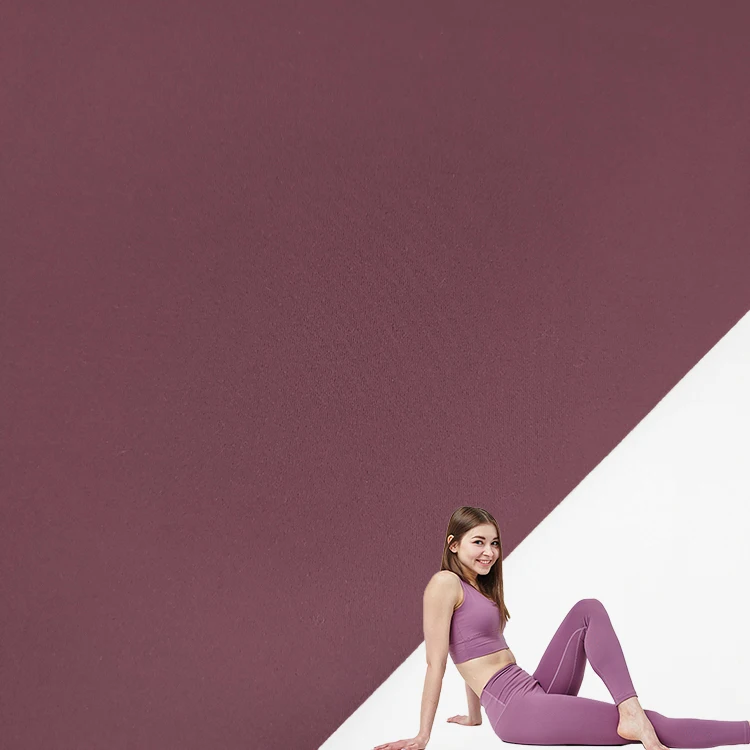 Factory  Wholesale Plain Dyed Interlock Fabric , High Stretch Knitting Nylon Interlock for Yoga Wear/
