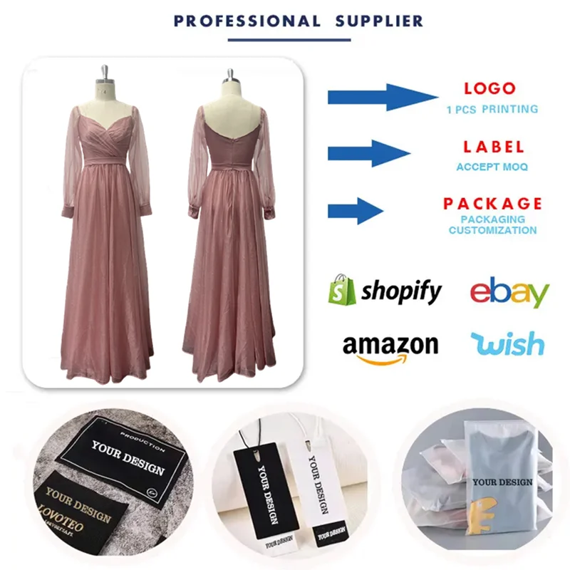 TW00100 Luxury Wedding Dresses Elegant Evening Dresses V-neck Backless  Pleated Shiny Sheer Lining Pink Bridesmaid Dresses - Main Image