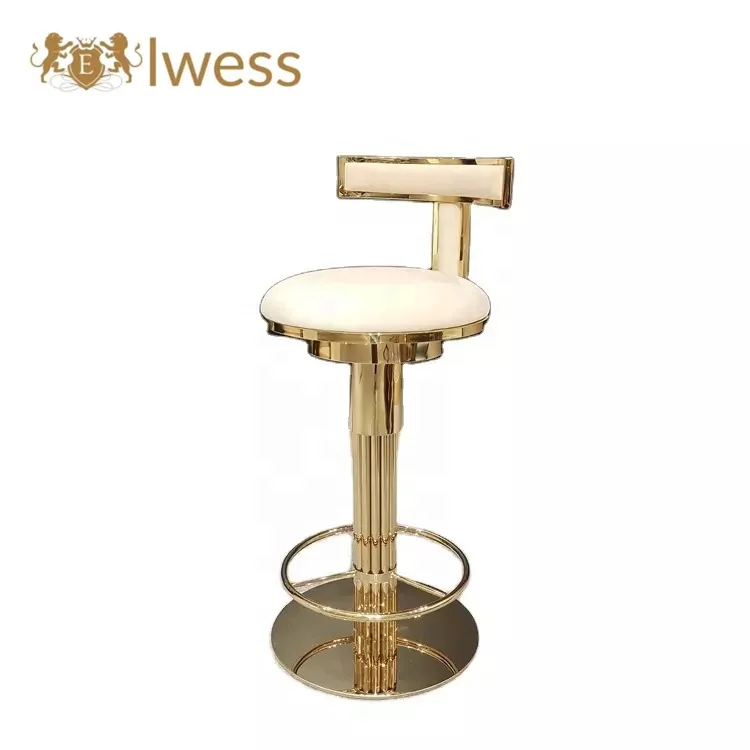 Современный барный стул для виллы из нержавеющей стали с розовым бархатным дизайном золотой белый