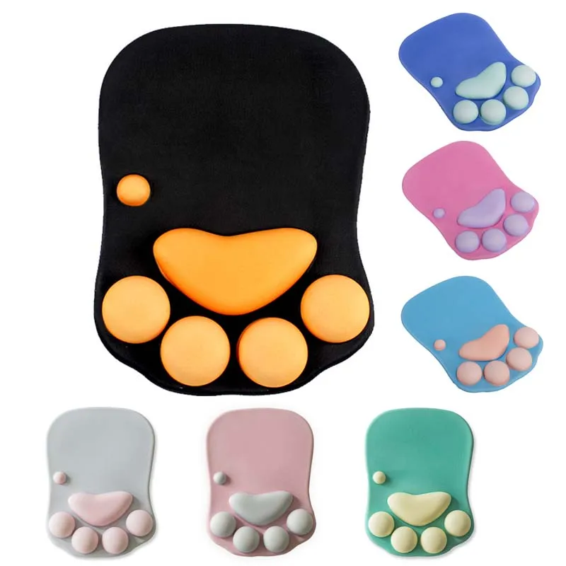 Cat Paw Soft Silicone Wrist Rests Cute Wrist Cushion Mouse Pad,Grey,7.6x10.2''