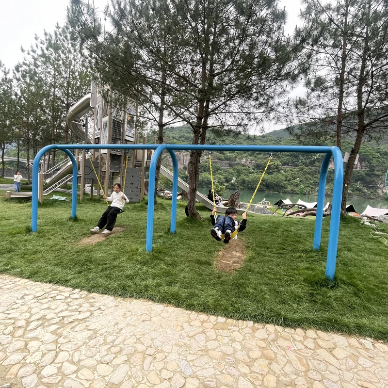 Outdoor Adult/Child Swing Set with Metal & Plastic Material for Community Parks School Playgrounds Trampoline Parks
