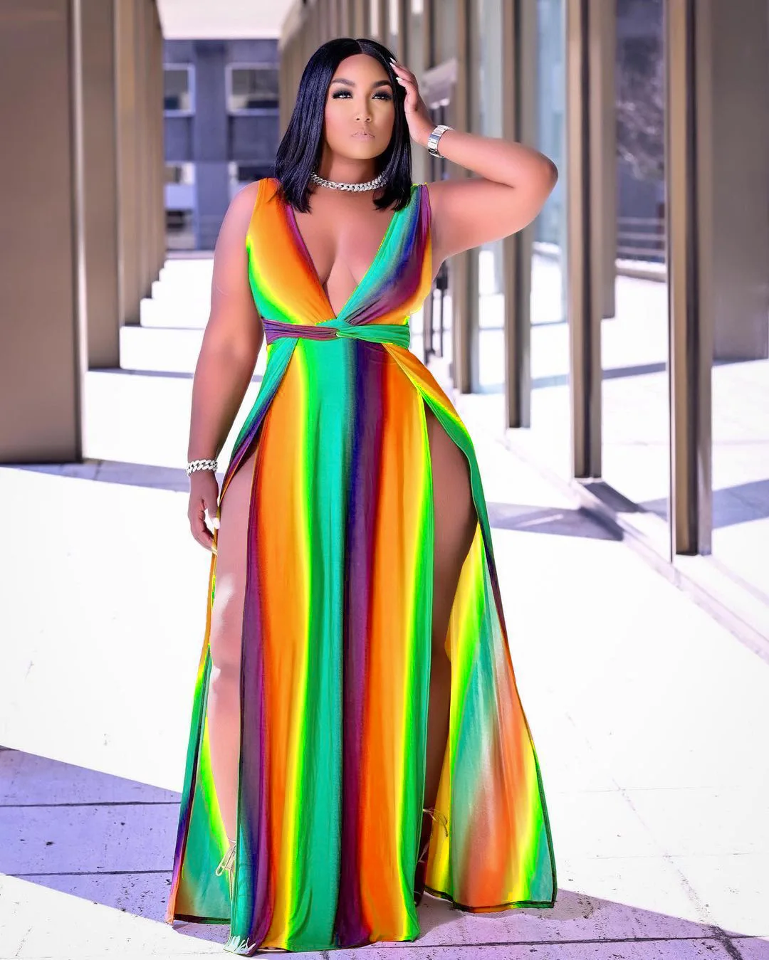 Dress V-neck Maxi Party Kitenge Designs 