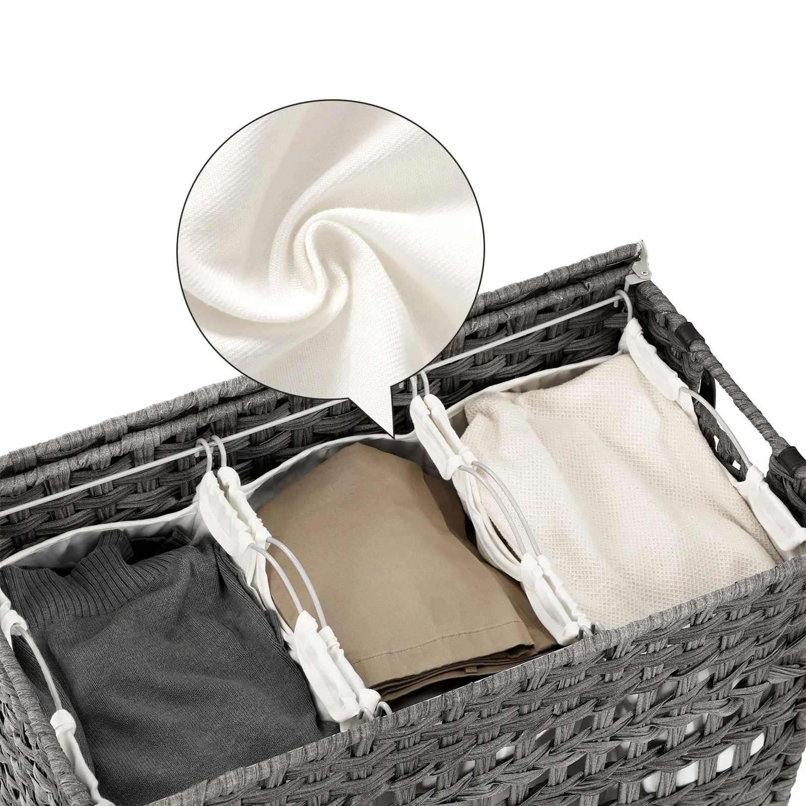 Songmics Laundry Hamper Collapsible Laundry Basket 3 Compartments